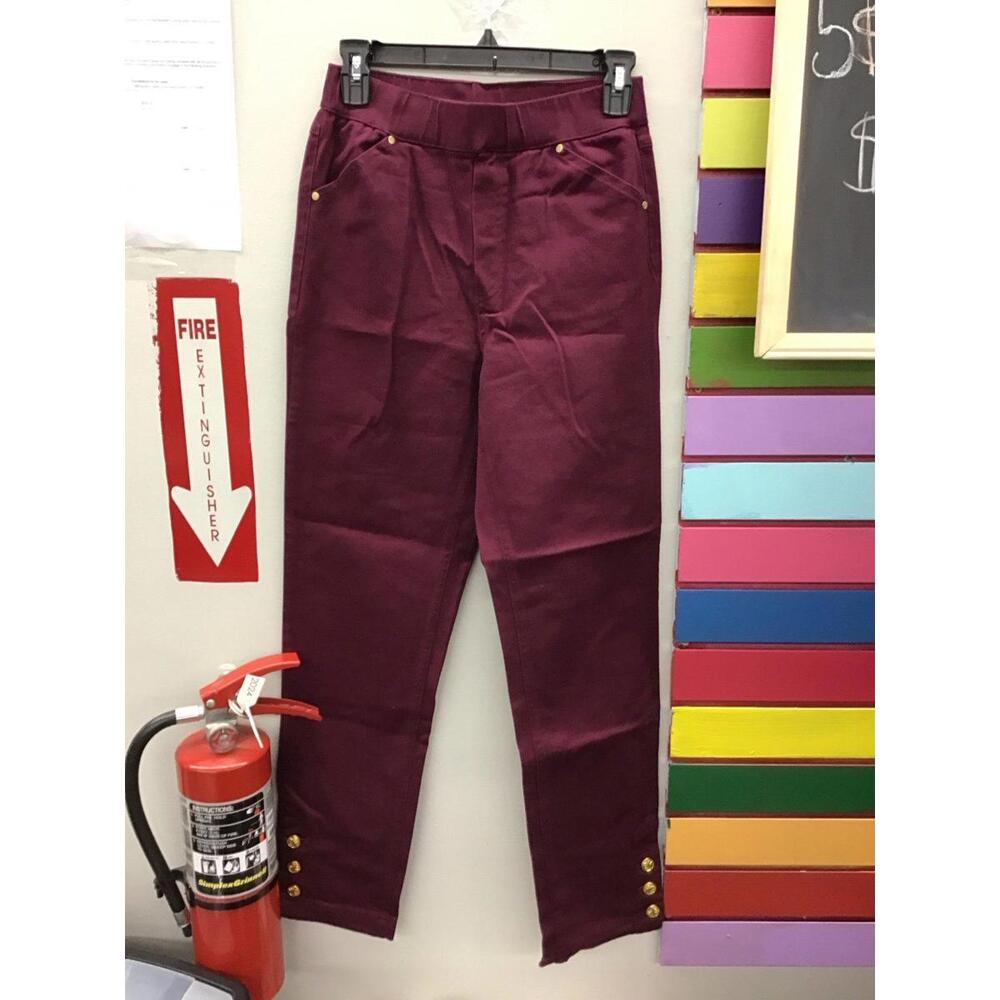 Antthony originals maroon pull on straight jeans w buttons size XS new from HSN